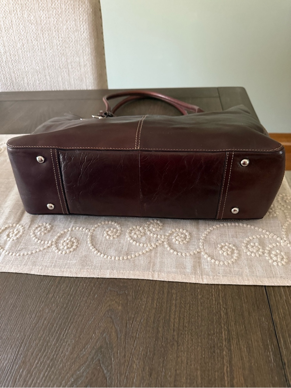 Fossil Large Brown Leather Tote Handbag MSRP $230 - Picture 5 of 8